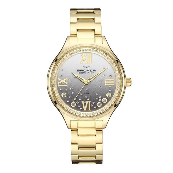 Imagem de Relógio Backer Feminino Ref: 12053145F Cz Fashion Dourado