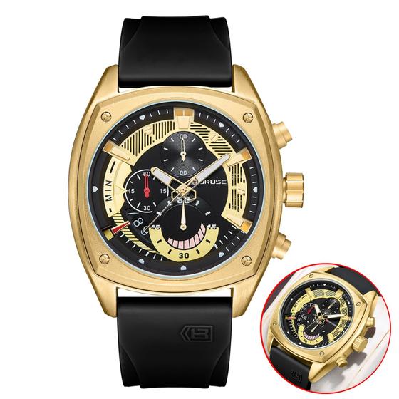 Imagem de Relógio BORUSE Gold Chronograph à prova d'água para homens com pulseira