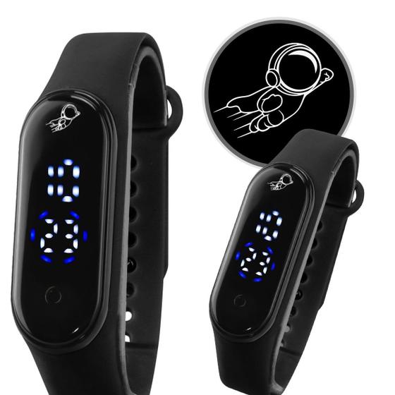 Imagem de relogio bracelete digital ajustavel infantil data menino esportivo preto adolescente resistente qualidade premium silicone original