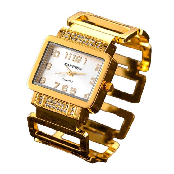 Imagem de Relógio Bracelete Luxo Cansnow Cubo Aço Inoxidável Fashion
