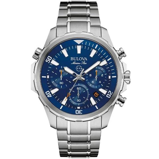 Imagem de Relógio Bulova Masculino Ref: 96b256 Cronógrafo Prateado Marine Star