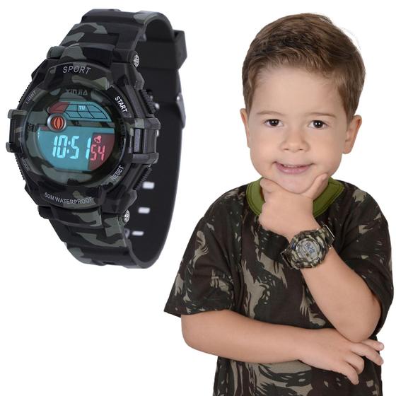 Imagem de Relógio Camuflado Infantil Xinjia com Cronometro Resistente a Água XJ861