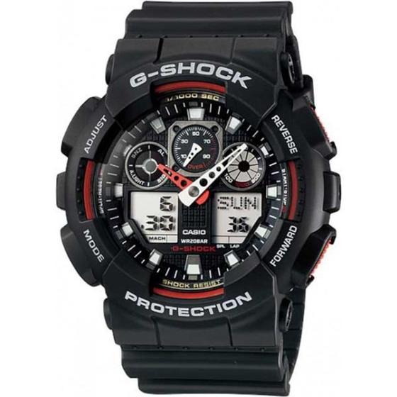 Imagem de relógio casio g-shock Ga-100-1a4dr  preto/ vermelho