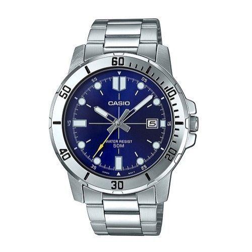 Imagem de Relógio casio masculino collection prata com azul mtp-vd01d-2evudf