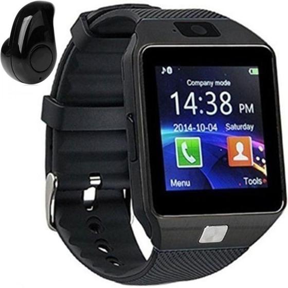 Imagem de Relógio Celular Dz09 Smartwatch + Mini Fone Bluetooth Preto