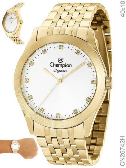 Imagem de Relógio Champion Elegance CN26742H Feminino de aço Dourado