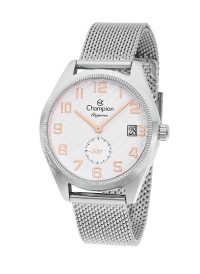 Imagem de Relógio Champion Elegance Feminino - Prata com Mostrador Branco e Pulseira de Esteira