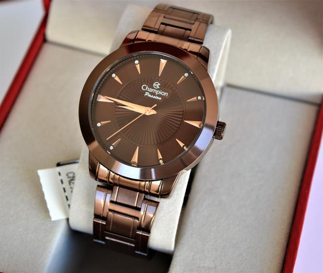 Imagem de Relogio champion feminino chocolate marron grande cn29258r