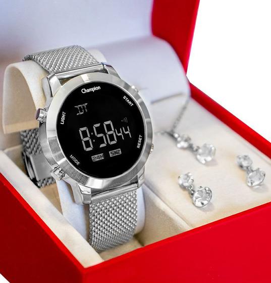 Imagem de Relógio Champion Feminino Digital LED Prata CH40062T Garantia de Um Ano