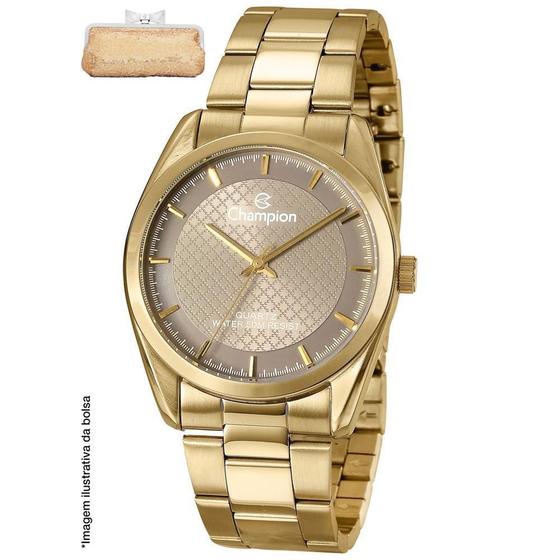 Imagem de Relógio Champion Feminino Dourado 36mm + Bolsa