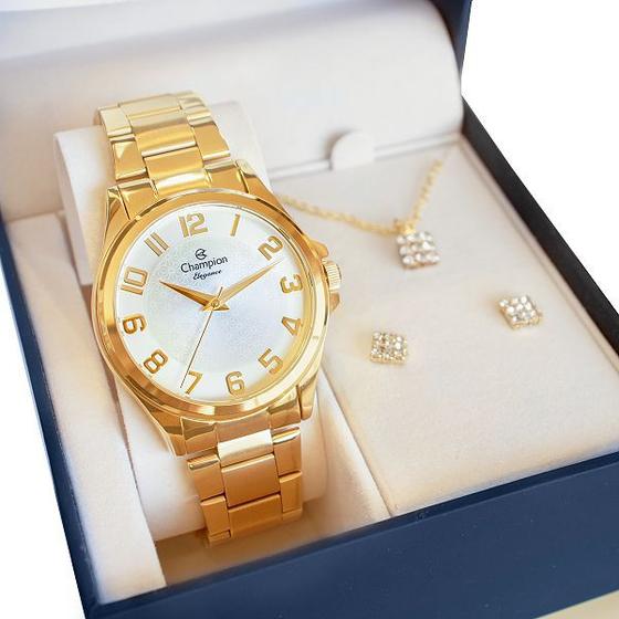 Imagem de Relógio Champion Feminino Dourado CN26377W Prova DAgua Garantia de Um Ano