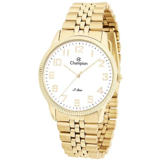 Imagem de Relogio Champion Feminino dourado grande slim fino com numeros CN21130H