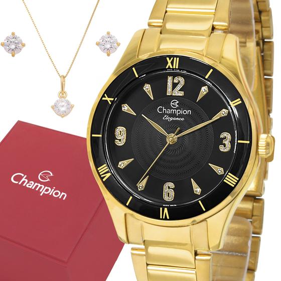 Imagem de Relógio Champion Feminino Dourado Luxo Original Garantia