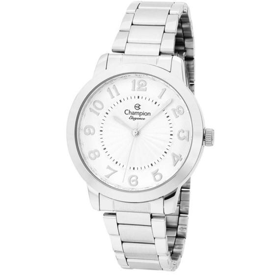 Imagem de Relógio Champion Feminino Original Prova Dágua Prateado Com Strass CN25118Q