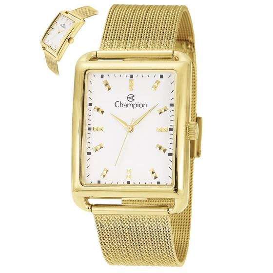 Imagem de Relógio Champion Feminino Ref: Cn21327h Retangular Mesh Dourado