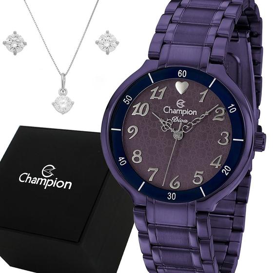 Imagem de Relógio Champion Feminino Roxo Original Prova Dágua Luxo Top