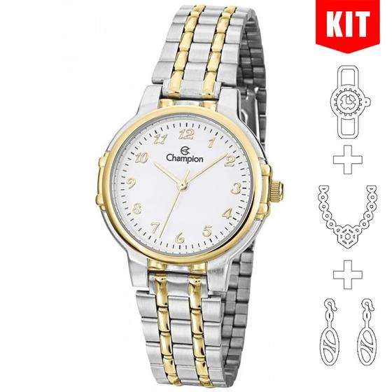 Relógio CHAMPION KIT feminino dourado prata misto CN28142C Menor preço em Relógio CHAMPION KIT feminino dourado prata misto CN28142C