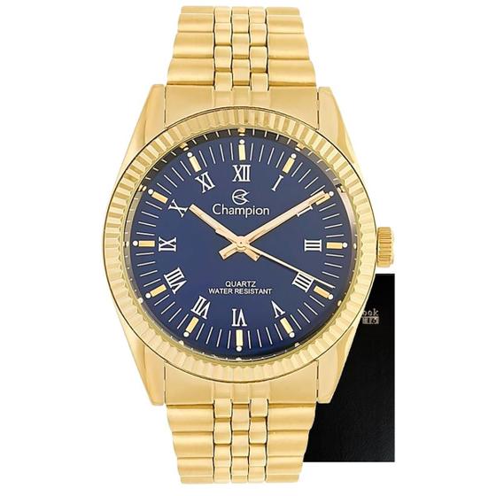 Relógio Champion Masculino Dourado Fundo Azul CH22859A - Relógio ...