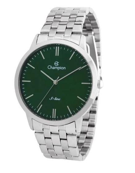 Imagem de Relogio Champion masculino prateado slim fino verde CN21103G