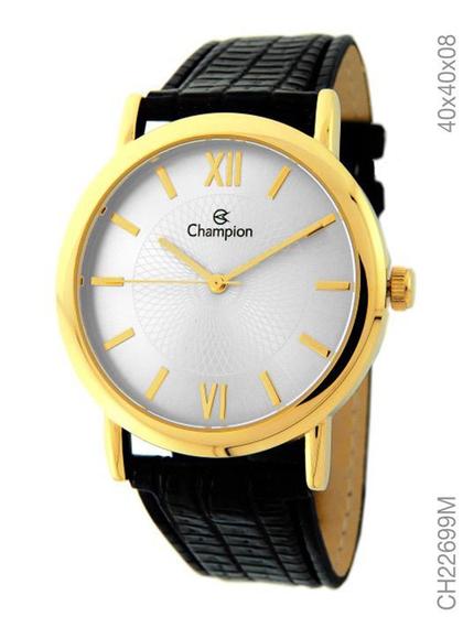 Imagem de Relógio Champion Social CH22699M Dourado Pulseira Couro Preto