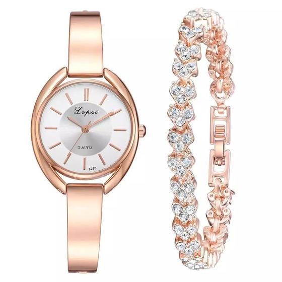 Imagem de Relógio Com Pulseira Com Corações E Caixa Presente Luxo