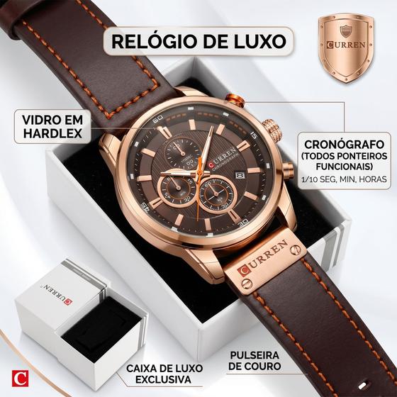 Relógio Curren Masculino 8291 Original Pulseira Couro Social