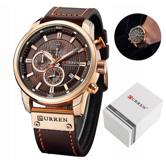 Relógio Curren Masculino 8291 Original Pulseira Couro Social