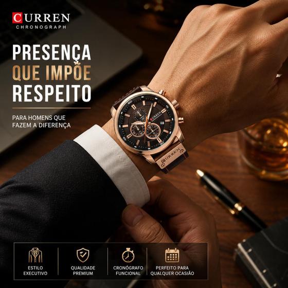 Relógio Curren Masculino 8291 Original Pulseira Couro Social