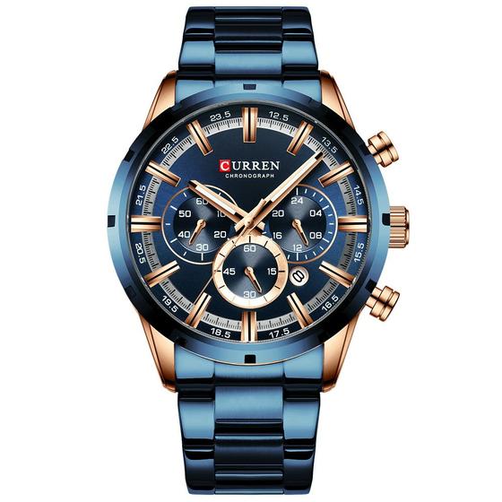 Imagem de Relógio Curren Technos 8355 Masculino - Mostrador Azul e Aço Inoxidável