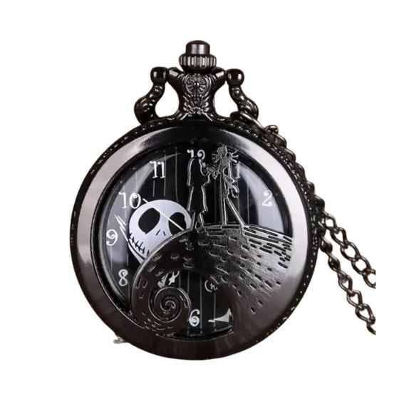 Imagem de Relógio de Bolso de Quartzo Vintage Com Corrente Preto - Tim Burtons