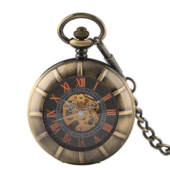 Imagem de Relógio de Bolso Mecânico Manual Double Hunter com Numeração Romana