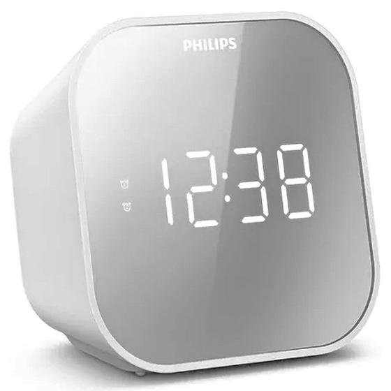 Imagem de Relógio De Cabeceira Espelhado Despertador Rádio FM Philips