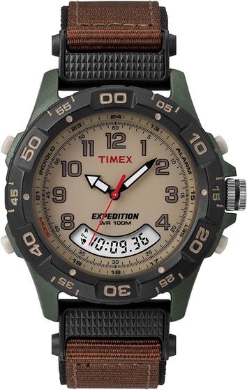 Imagem de Relógio de correia de nylon marrom/verde da Expedição Timex Men