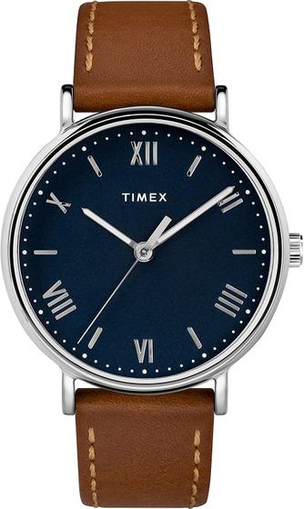 Imagem de Relógio de couro masculino com cinta Timex - Resistente à água