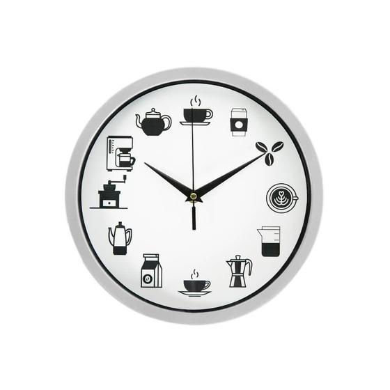 Imagem de Relógio de Cozinha Sala Café Branco 25cm - Casambiente RELO035-Branco