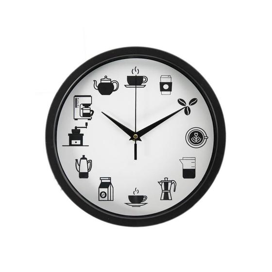 Imagem de Relógio de Cozinha Sala Café Preto 25cm - Casambiente RELO035-Preto