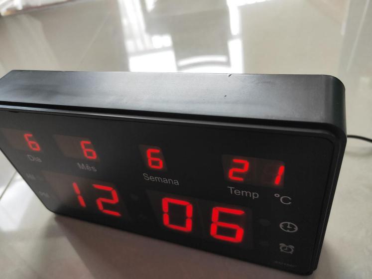 Imagem de Relógio de led digital mesa vermelho despertador calendário temperatura