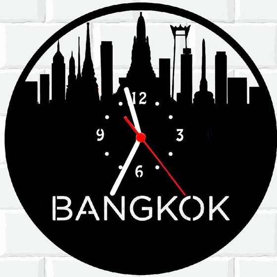 Imagem de Relógio De Madeira MDF Parede Bangkok Cidade Viagem