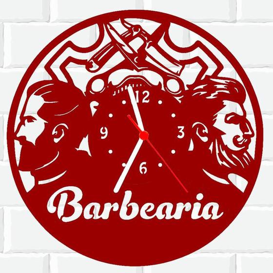 Imagem de Relógio De Madeira MDF Parede Barber Shop Barbearia 9 V