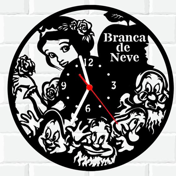 Imagem de Relógio De Madeira MDF Parede Branca De Neve Disney