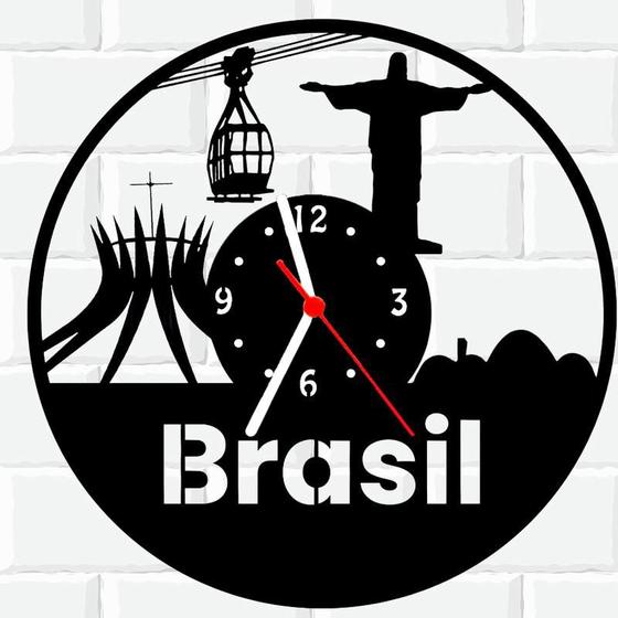 Imagem de Relógio De Madeira MDF Parede Brasil Mapa Patriota 1