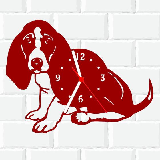 Imagem de Relógio De Madeira MDF Parede Cachorro Basset Linguica 3 V
