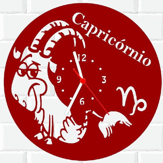 Imagem de Relógio De Madeira MDF Parede Capricornio Signo Horoscopo V