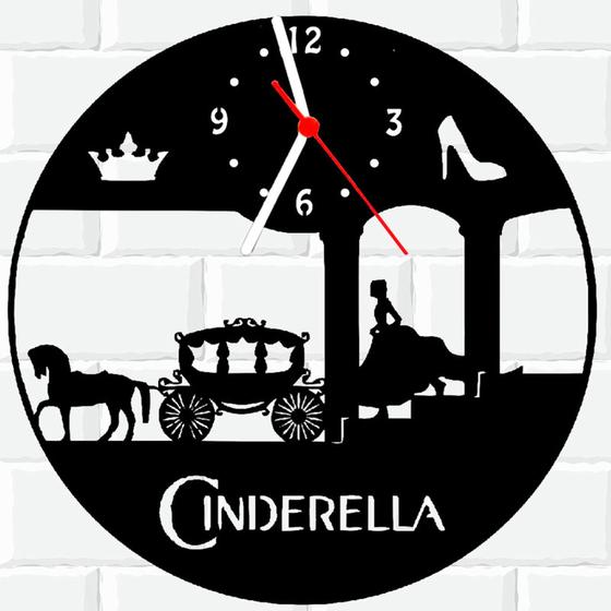 Imagem de Relógio De Madeira MDF Parede Cinderela Disney Princesa