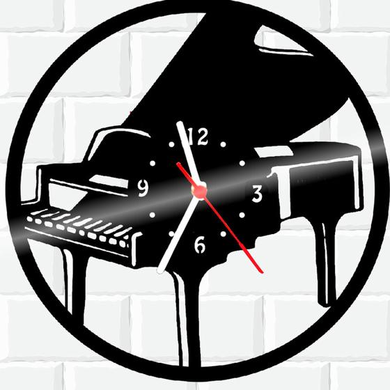 Imagem de Relógio De Madeira MDF Parede Piano Instrumento 2