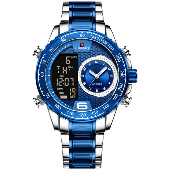 Imagem de Relógio de masculino em aço inoxidavel luminoso display LCD design esportivo