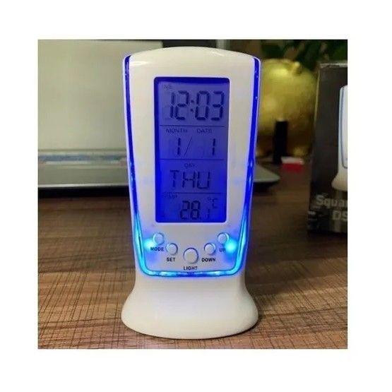 Imagem de Relógio De Mesa Digital Com Alarme / Termômetro / Calendário / Relógio Com Led Azul Backlight E Luz Da Noite Mini Despertador Led Luminoso