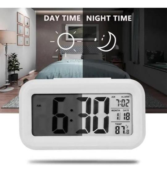 Imagem de Relógio de Mesa Digital com Sensor de Temperatura - LED HD - Branco