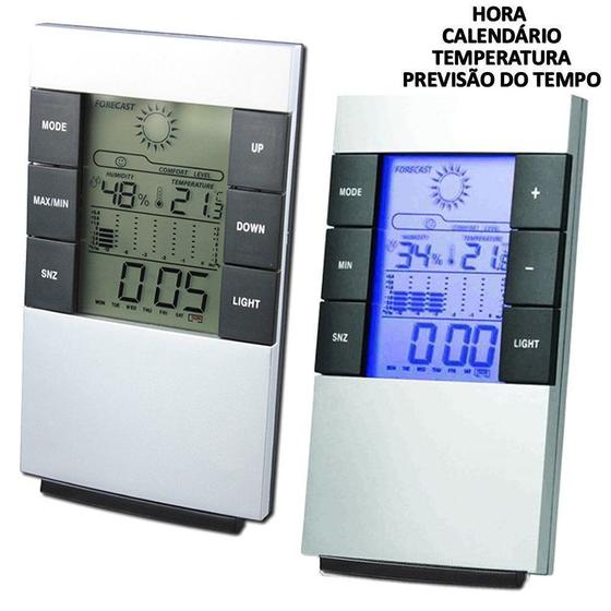 Imagem de Relógio de Mesa Digital Despertador Previsão Tempo e Temperatura CBRN01149