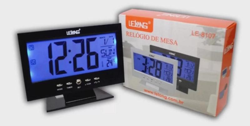 Imagem de Relógio De Mesa Digital Despertador Temperatura Lcd